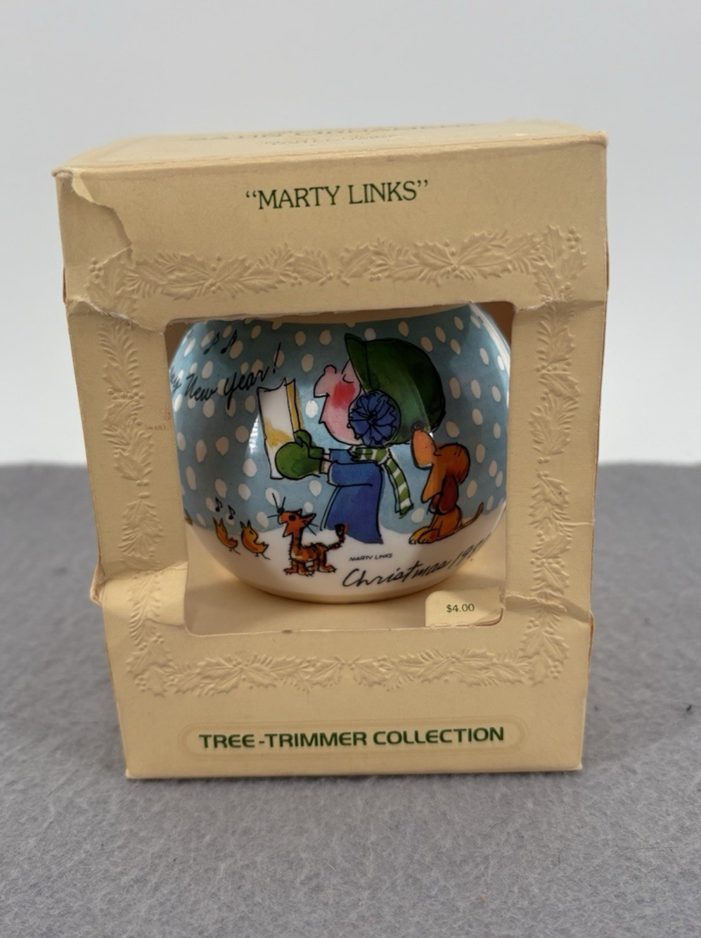 Vintage 1980 Hallmark Keepsake Ornament Marty Links Satin Ball New In Box 80s